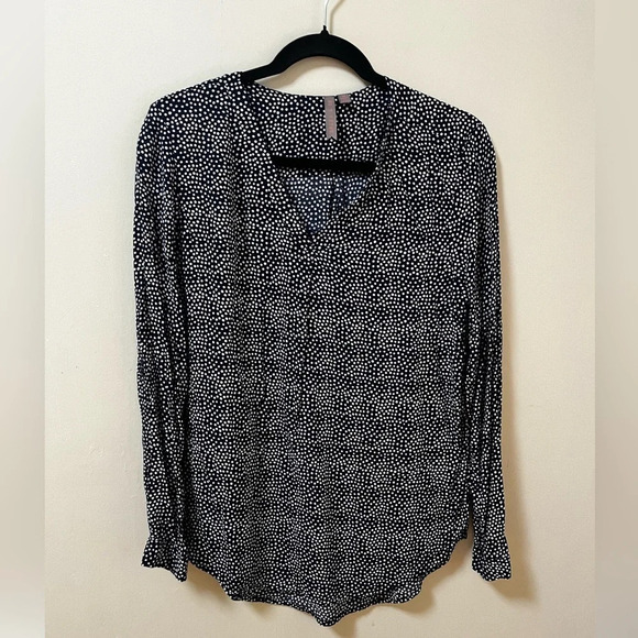 Brina & Em long sleeve navy polka dot Work Blouse size M - Picture 4 of 6